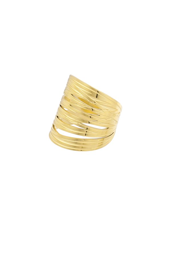 Lange statement open ring - goud