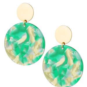 Oorbel cirkel met gouden detail groen - goud