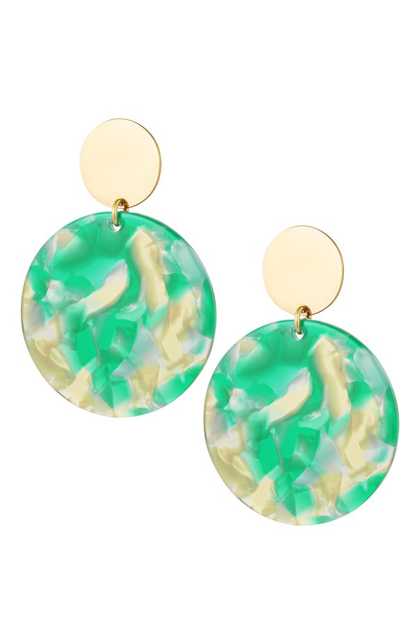 Oorbel cirkel met gouden detail groen - goud