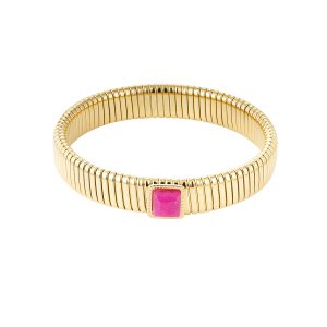 Bohemian armband roze steen - Goud