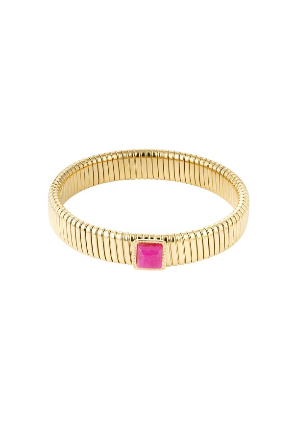 Bohemian armband roze steen - Goud