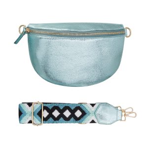 Buideltas met gekleurde band mint