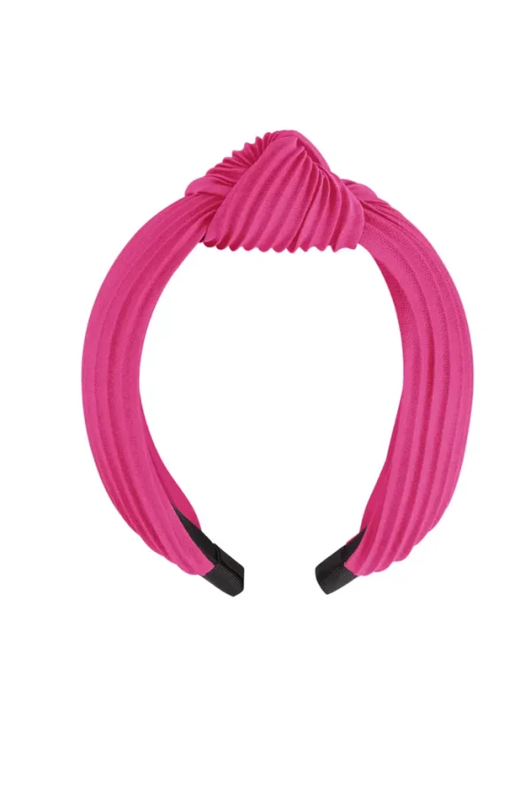 Haarband rib met knoop - fuchsia