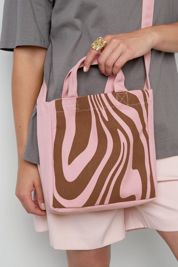 Kleine canvas tas zebra - roze bruin - Afbeelding 2