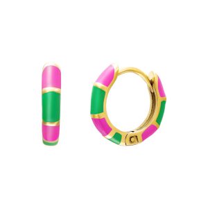 Oorbellen colour blocking Roze & Groen