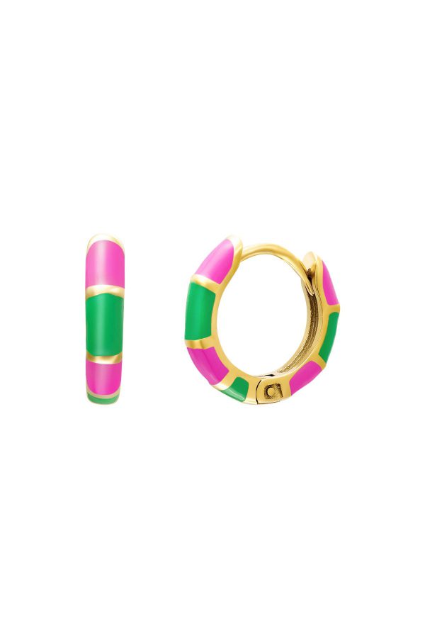 Oorbellen colour blocking Roze & Groen