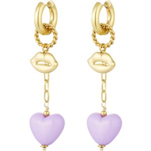 Oorbellen love on the lips - lila