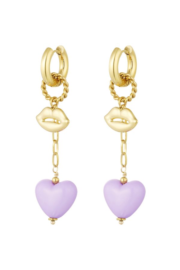 Oorbellen love on the lips - lila