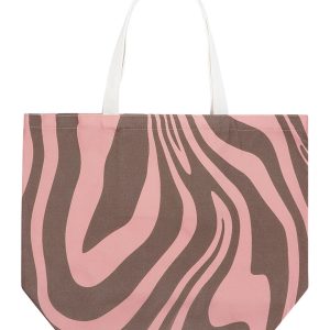 Canvas shopper zebraprint - bruin roze