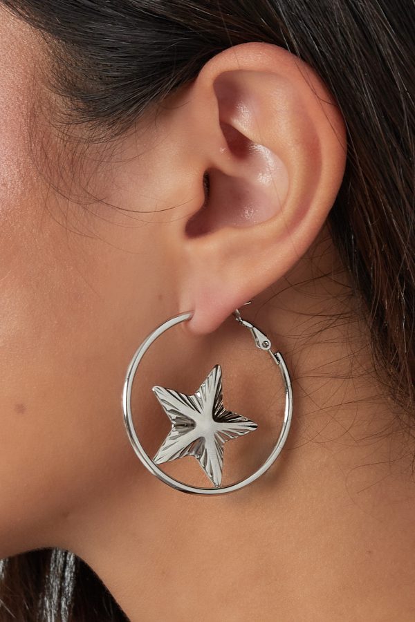 Oorbellen ster - zilver - Afbeelding 3