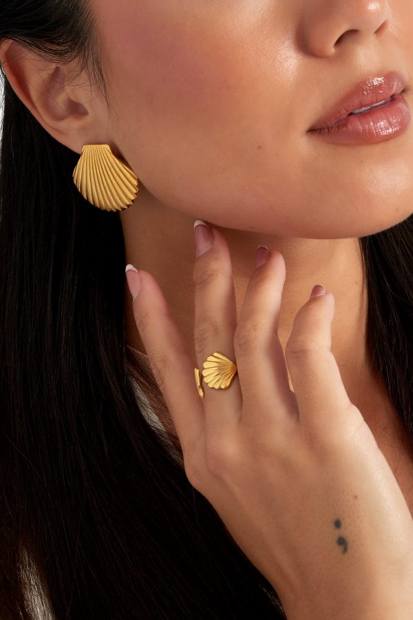 Oorbellen shell statement - goud - Afbeelding 3