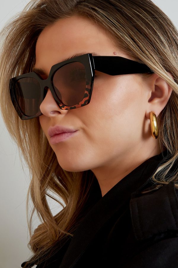 Trendy hoekige zonnebril - bruin zwart - Afbeelding 3