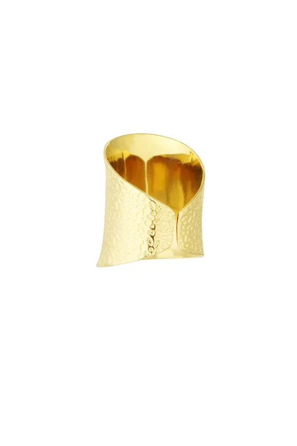 Vintage statement langwerpige ring - goud - Afbeelding 3