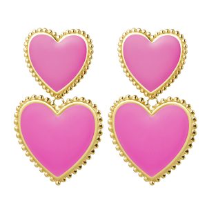 Oorbellen 2 x hart - rosé