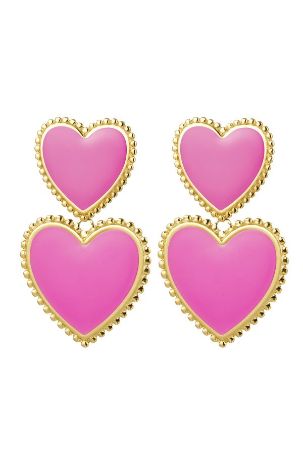 Oorbellen 2 x hart - rosé