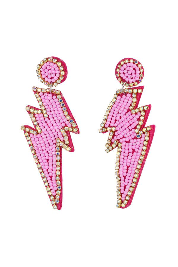 Oorbellen kralen bliksemschicht - roze Glas