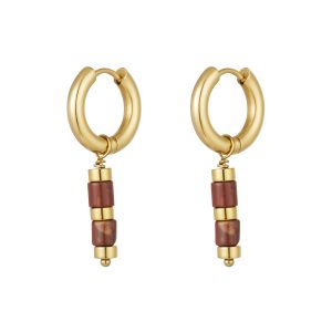 Oorbellen kraaltjes en gouden details - goud/rood