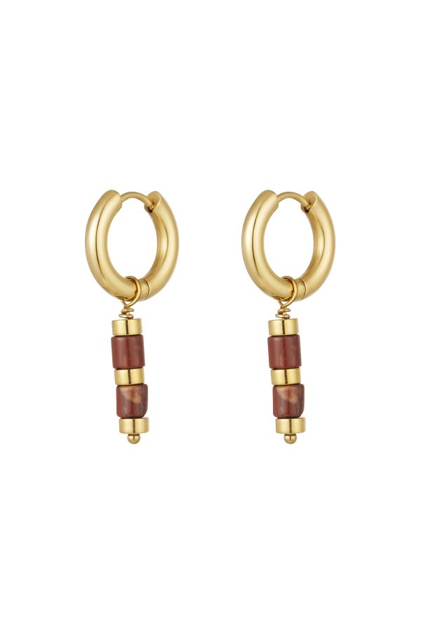 Oorbellen kraaltjes en gouden details - goud/rood