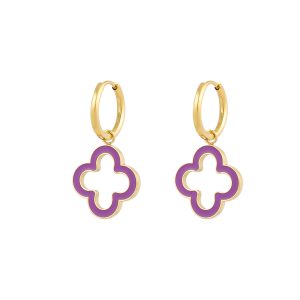Oorbellen clover radiance - paars