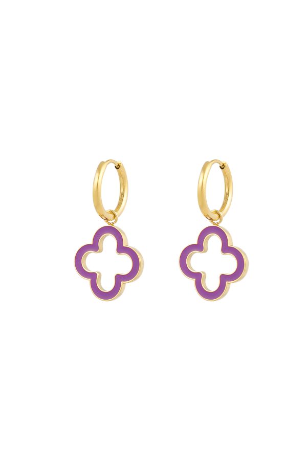 Oorbellen clover radiance - paars