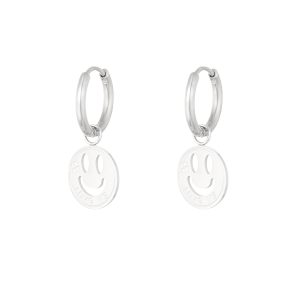 Oorbellen smiley love - zilver