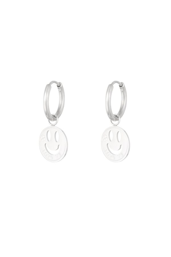 Oorbellen smiley love - zilver