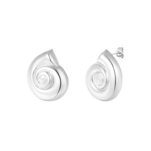 Oorbellen swirly shell - zilver