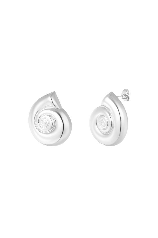 Oorbellen swirly shell - zilver