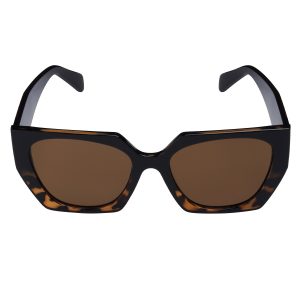 Trendy hoekige zonnebril - bruin zwart