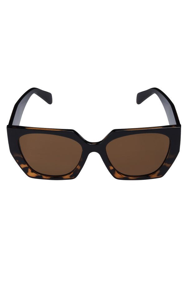 Trendy hoekige zonnebril - bruin zwart