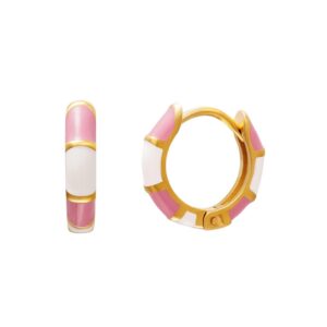 Oorbellen colour blocking Roze Wit