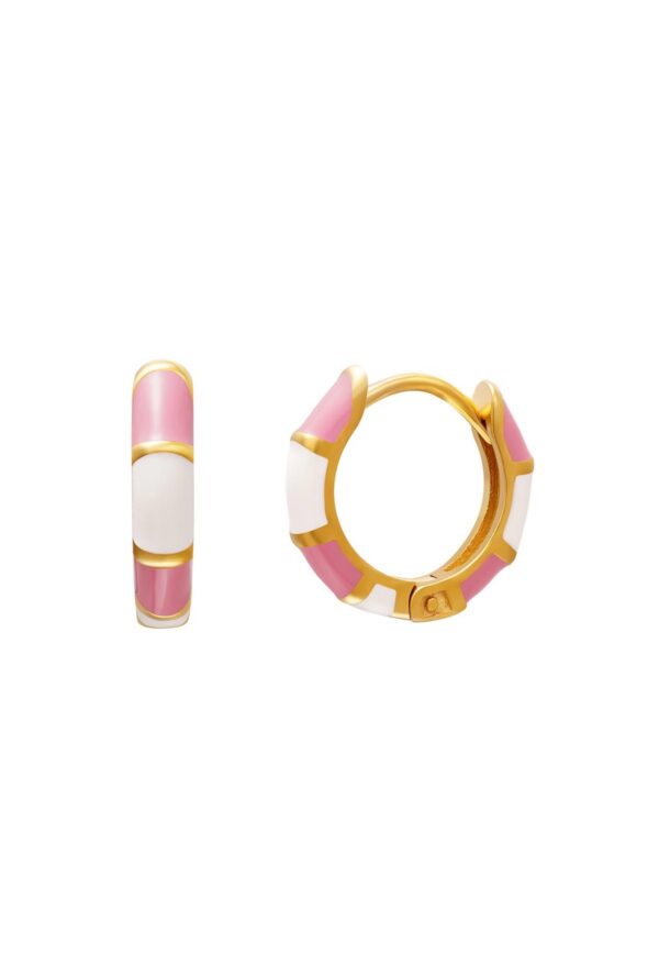 Oorbellen colour blocking Roze Wit