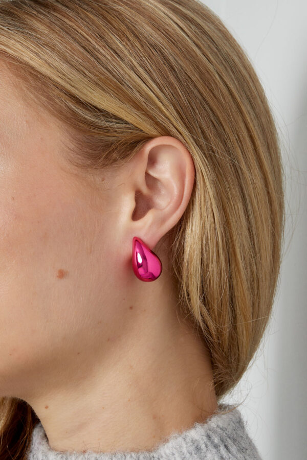 Mini druppel oorbellen roze - Afbeelding 2