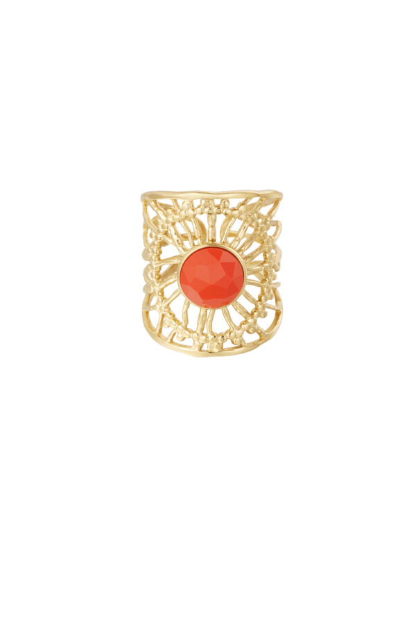 Ring steen in het web - rood