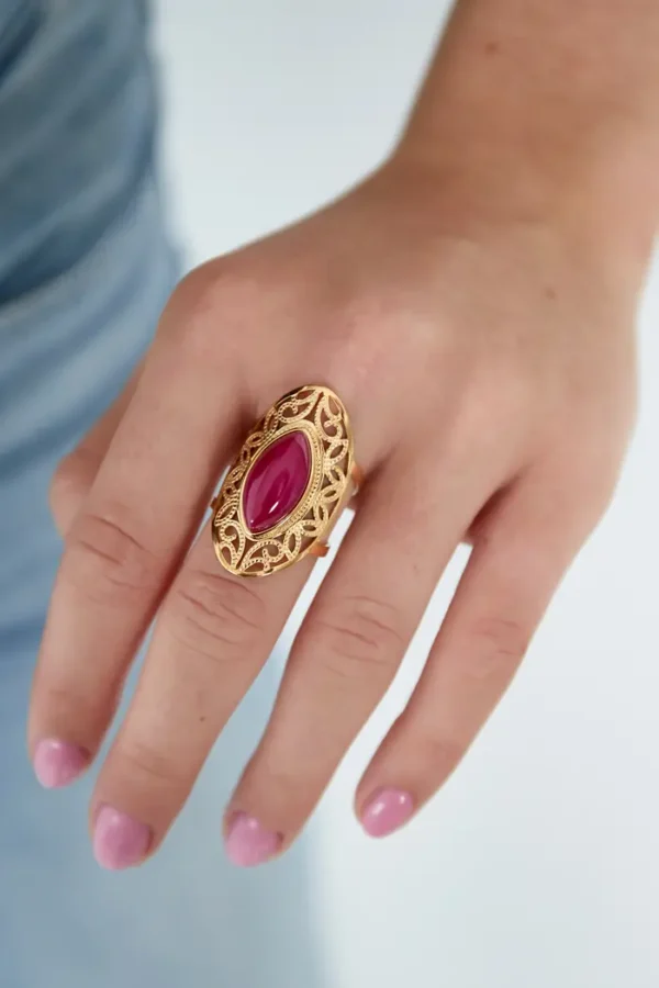Big stone ring - blauw - Afbeelding 3