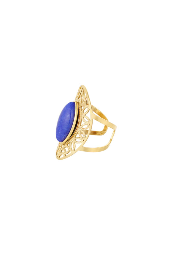 Big stone ring - blauw - Afbeelding 2
