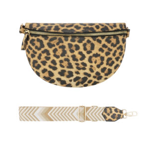 Leopard print schoudertas - donkerbruin