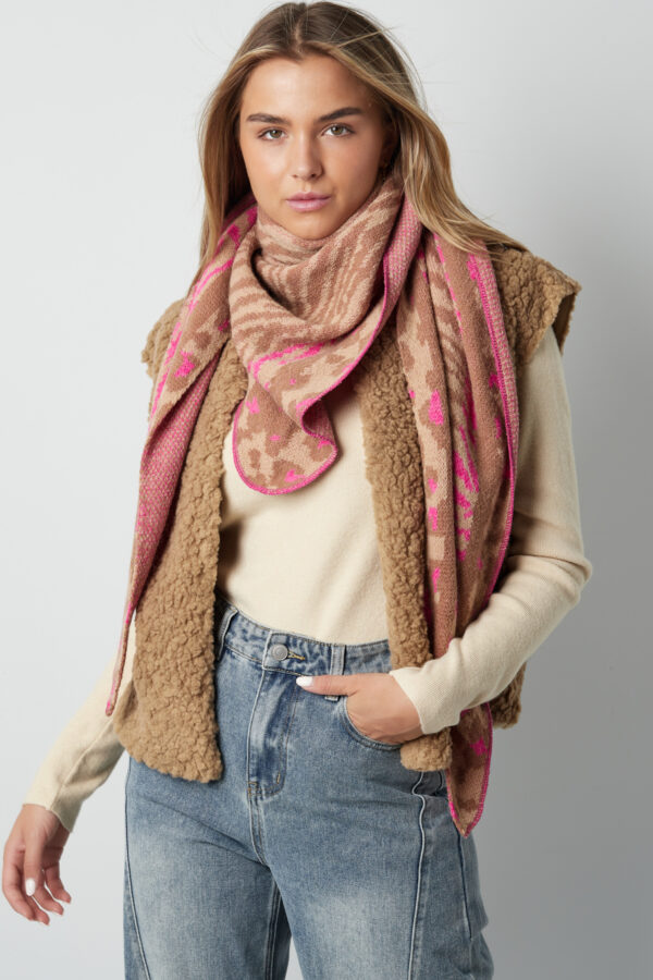 Panter/zebra print sjaal - fuschia - Afbeelding 3