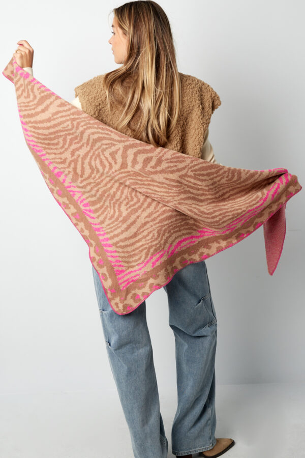 Panter/zebra print sjaal - fuschia - Afbeelding 2