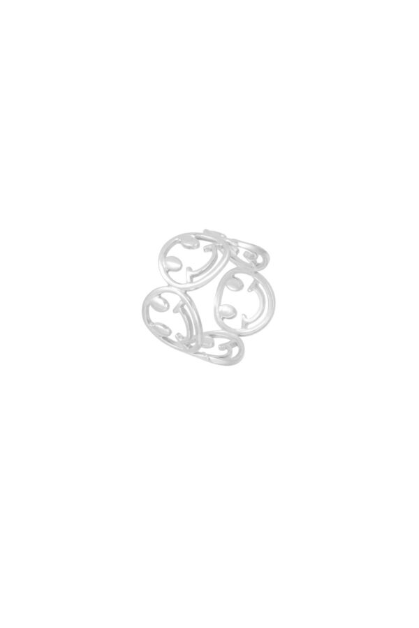 Smiley ring zilver rvs