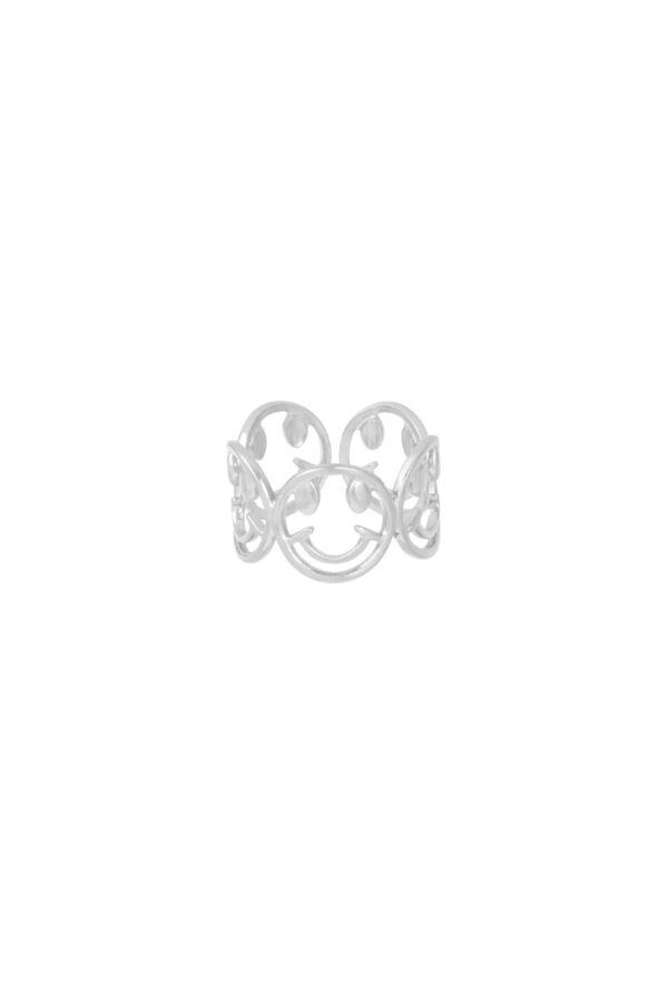 Smiley ring zilver rvs - Afbeelding 2