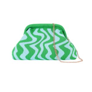 Grafische clutch groen blauw