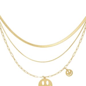 Smiley ketting 3 laags