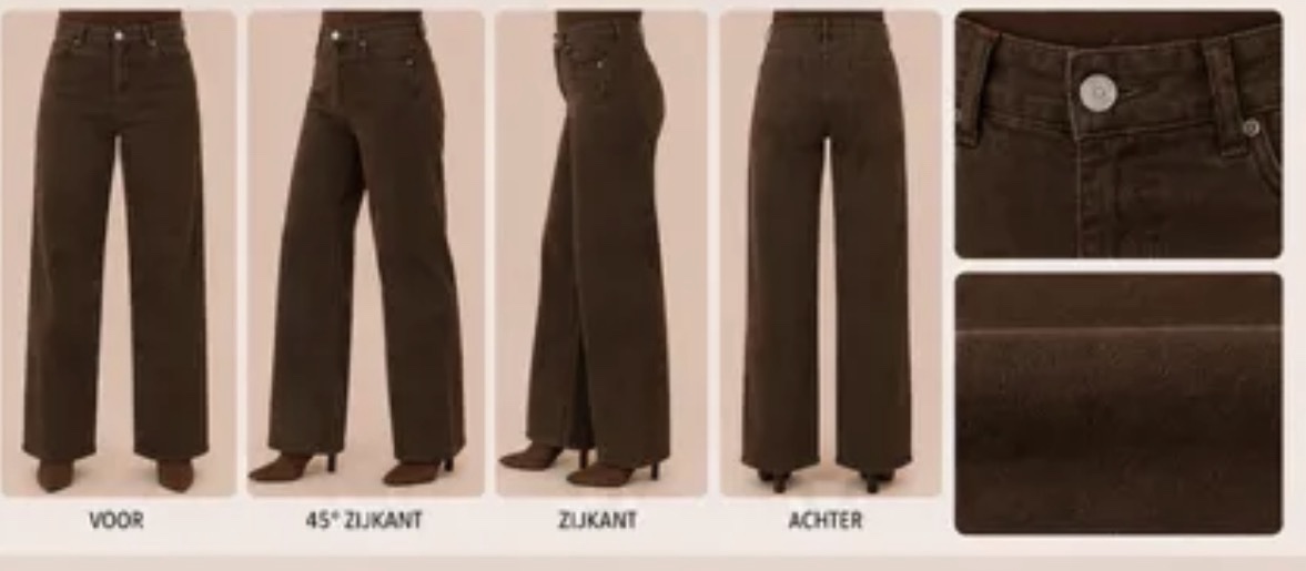 Wide leg bruine jeans maat 40 - Afbeelding 2