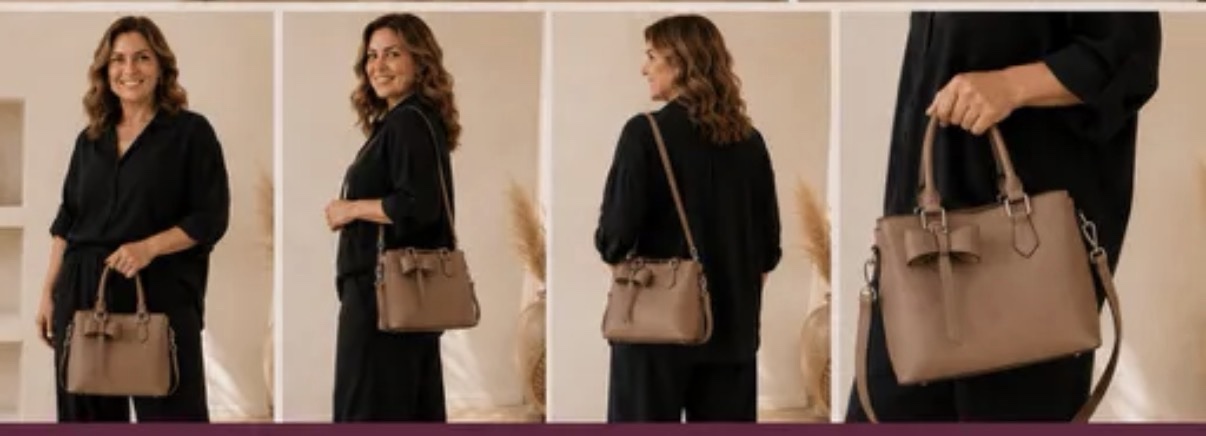 Tas met strik beige - Afbeelding 2