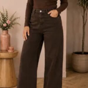 Wide leg bruine jeans maat 38